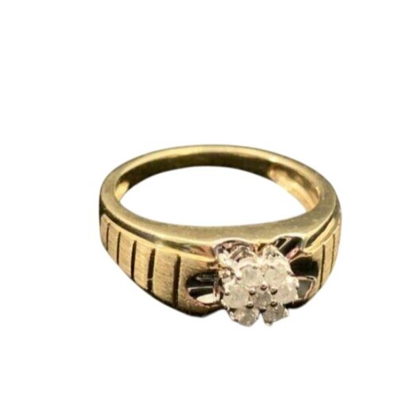 10K Yellow Gold Men's Diamond Cluster Ring Signed ZEI W/Appraisal Sz 9 1/2 (R142 - Picture 9 of 10